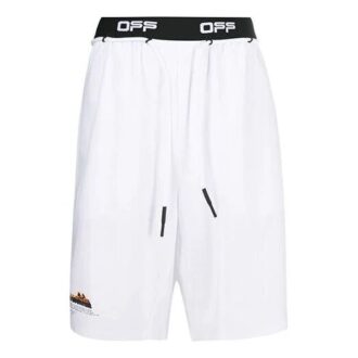 Szorty męskie Off-White z logo i strzałką w pasie, białe