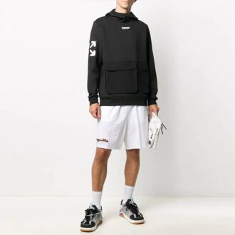 Szorty męskie Off-White z logo i strzałką w pasie, białe