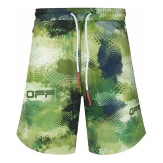 Szorty sportowe Off-White z logo dla mężczyzn, luźny krój, zielone