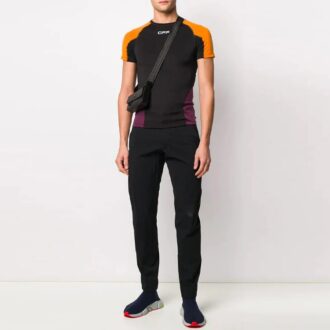 Szorty sportowe z krótkim rękawem w stylu colorblock, wersja slim fit, czarna