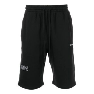 Szorty sportowe z nadrukiem logo SS22, luźny krój, czarne